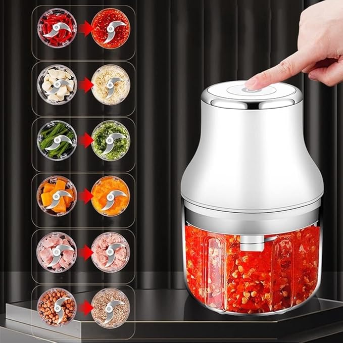 Electric Garlic Chopper, Mini Portable Food Chopper for Garlic Onion, USB Chargable Powerful Vegetable Chopper Garlic Mincer Garlic Press Small Food Processor for Veggie Meat (Size : Large)