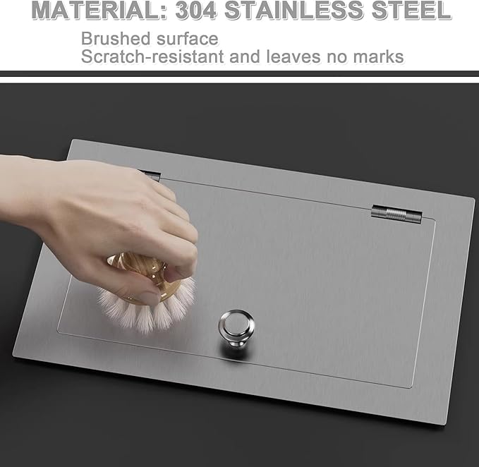 304 Stainless Steel Bin Cover, Countertop Trash can Lid, with a Central Pivot, the Lid can be Lifted, for Kitchen Cabinet, Bar & Bathroom(Black)