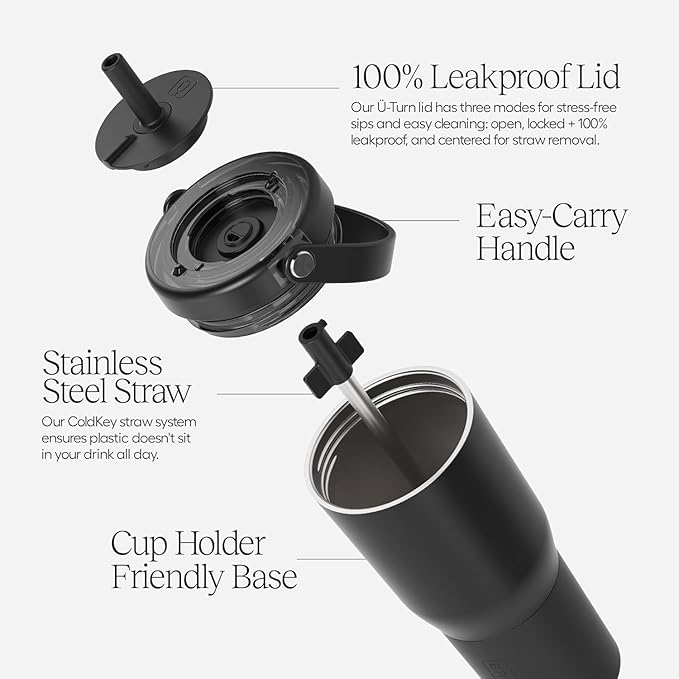 BrüMate Resa 35oz 100% Leakproof Tumbler w/Handle & Straw | Flexible SoftSip Straw | Silicone Sleeve for Durability | Stainless Steel | Cup Holder & Travel Friendly Water Bottle (Glacier)