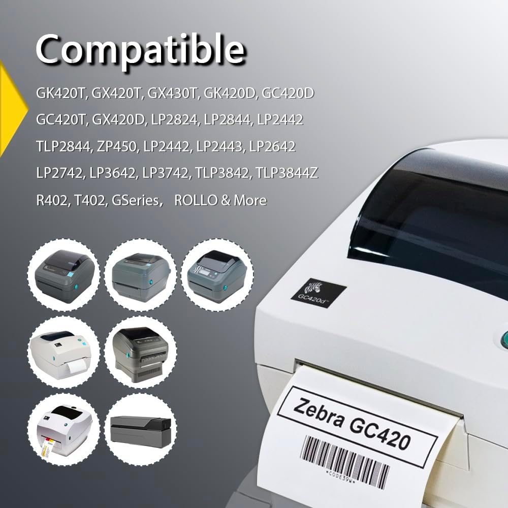 BETCKEY - 4" x 1" Multipurpose Labels Compatible with Zebra & Rollo Label Printer,Premium Adhesive & Perforated[Yellow, 6 Rolls, 8250 Labels]