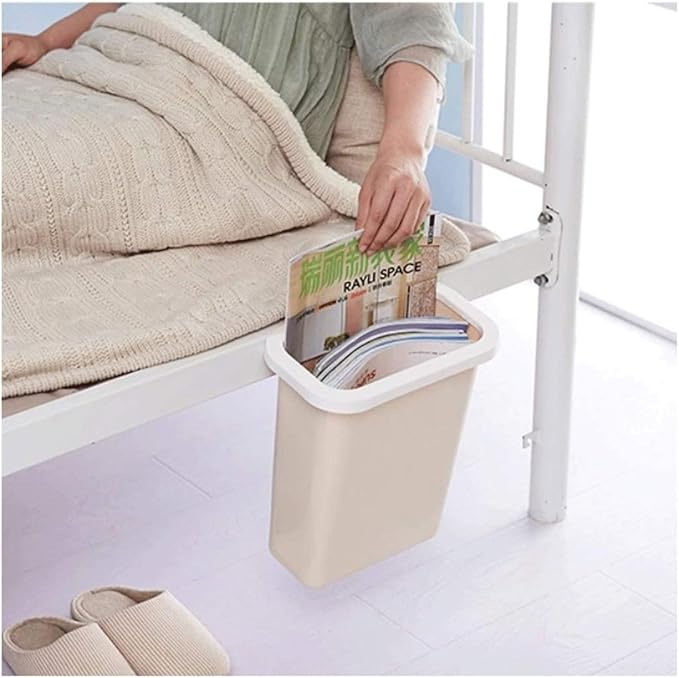 Garbage Cans Hanging Waste Bin Under Kitchen Sink,Plastic Dustbins Over Cabinet Door with Top Ring to Fix Garbage Bag Basket(White)
