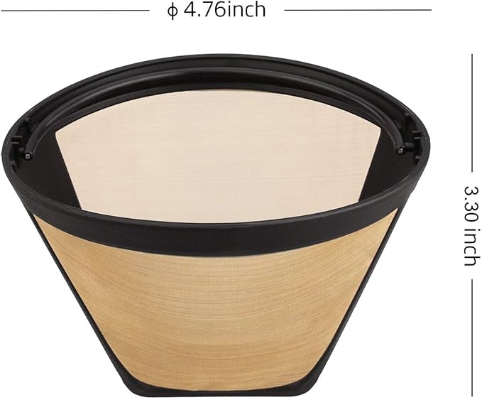 NRP Classic #4 Gold-tone Coffee Filter Universal for Cuisinart Coffeemaker 8-12 cup Cone shape with oval rim Permanent Filter