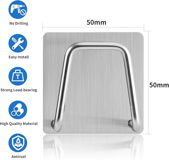 Adhesive Sponge Holder for Kitchen Sink, SUS304 Stainless Steel Scrubber Hanger Sink Caddy Accessories Storage Drain Rack Stand for Scratch Scrub Dishcloth Dishrag Steel Wool Strainer Stopper