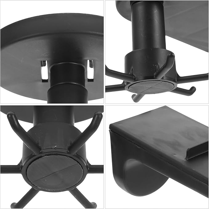 ARTIBETTER 2pcs Rotatable 6-Claw Adhesive Kitchen Utensil Hooks Wall-Mounted and Suction Cup Hangers Black Under Cabinet Hanging Storage