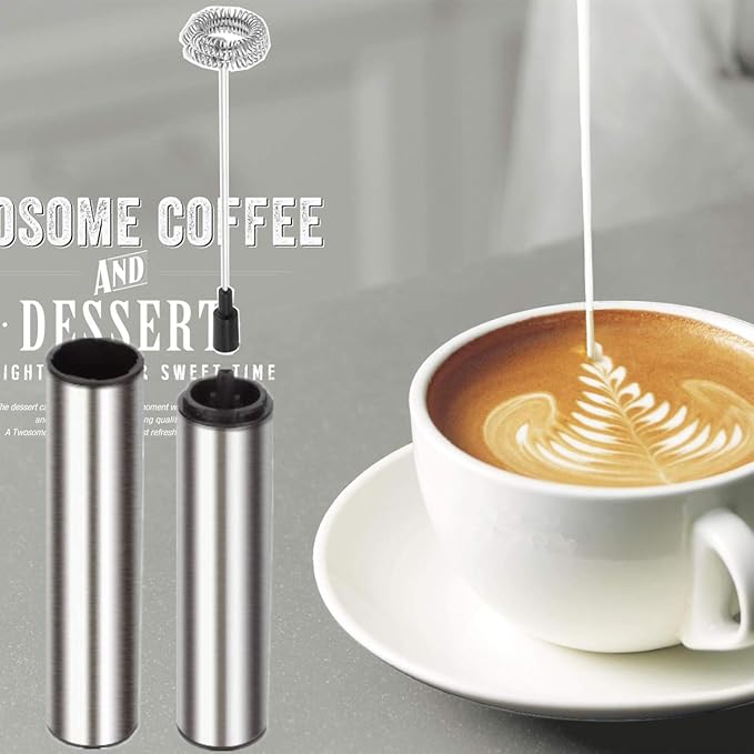 Electric Milk/Coffee Frother, Basecent Rechargeable Handheld Foam Maker/Mixer for Latte, Cappuccino, Frappe Drink, Hot Chocolate, Stainless Steel Silver