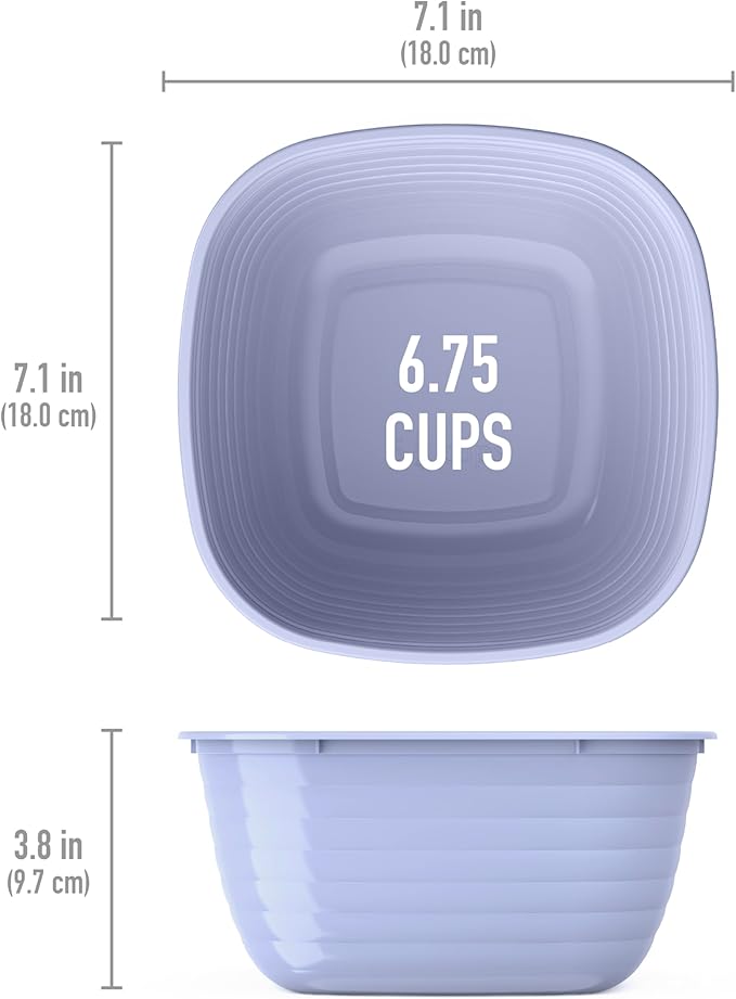 Bentgo Prep - 1-Compartment Bowls with Custom Fit Lids - Reusable, Microwaveable, Durable, PFAS & BPA-Free, Freezer and Dishwasher Safe Meal Prep Food Storage - 10 Bowls & 10 Lids (Periwinkle)