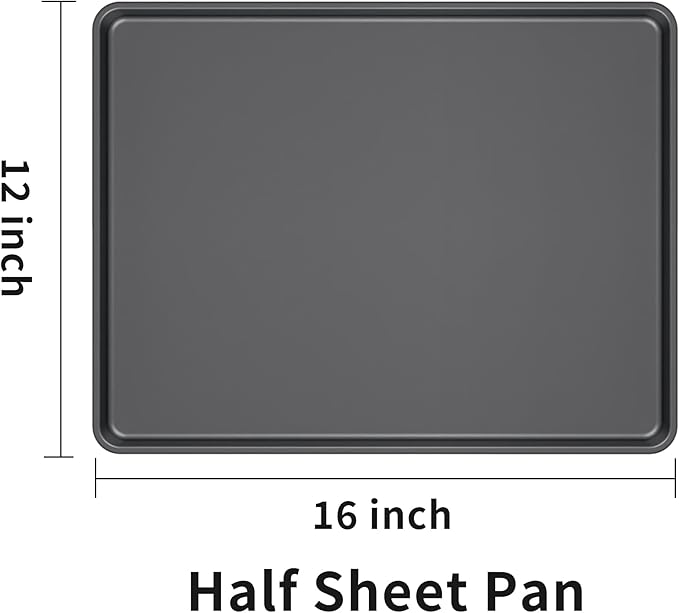 LISI 16" x 12" Half Sheet Pan, Nonstick Carbon Steel Baking Sheet for Oven, Cookie Sheet Tray for Baking, Roasting, and Meal Prep