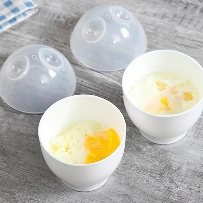 Mikinona 10pcs White Microwave Egg Steaming Cups Egg Holder Mini Cooker for Home Kitchen Steamed Bowls Specialty Cookware