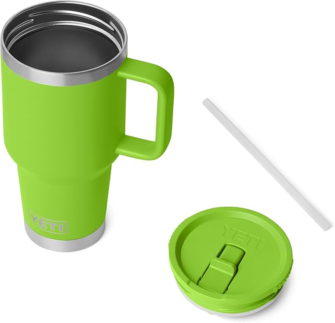 YETI Rambler 30 oz Travel Mug with Flip Straw Lid – Stainless Steel, Vacuum Insulated, Leakproof, Cup Holder Friendly