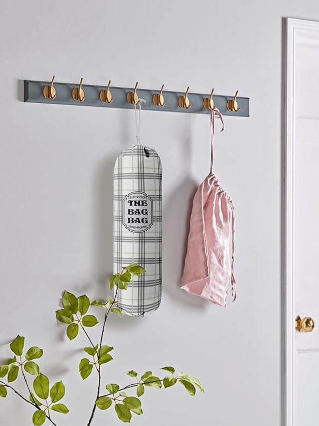 Classic Buffalo Check Plaid Grocery Bags Holder Organizer For Shopping Bags, Wall Mount Plastic Bags Storage Container Dispensers, Kitchen Housewarming Gifts For Women Family Friends Grandma Mom (A-9)