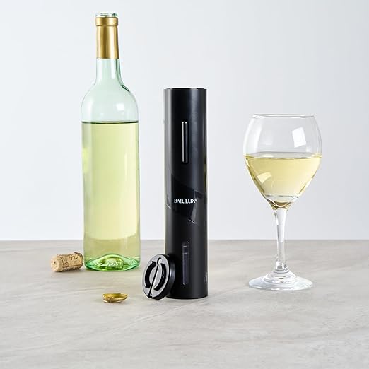Restaurantware Electric Wine Opener 1 Count 1.9 x 1.9 x 9.1 Inches Battery Operated Plastic Corkscrew With Foil Cutter Compact Black Design For Quick One-Touch Uncorking