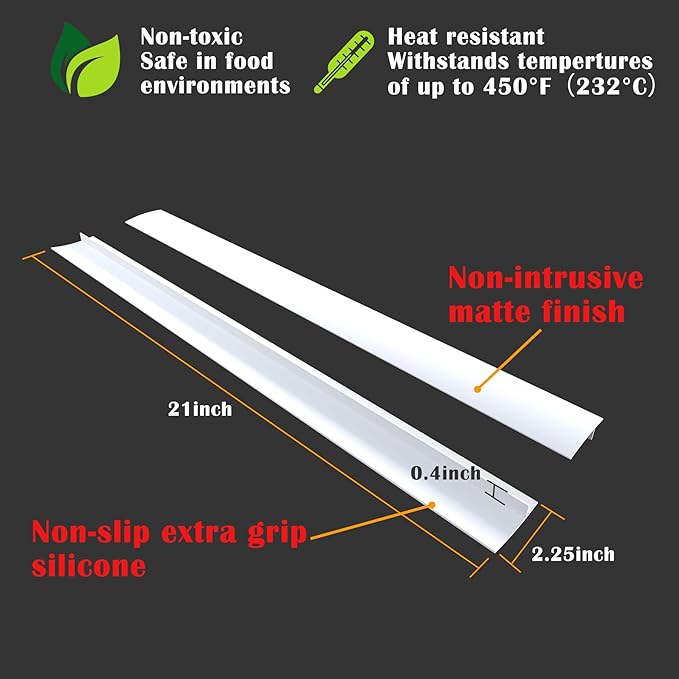 Silicone Stove Counter Gap Cover by Kindga, 21" Easy Clean Gap Filler Sealing Spills Between Kitchen Counter, Appliances,Stovetop, Oven, Washing Machine, Washer, Dryer Set of 2 (White)