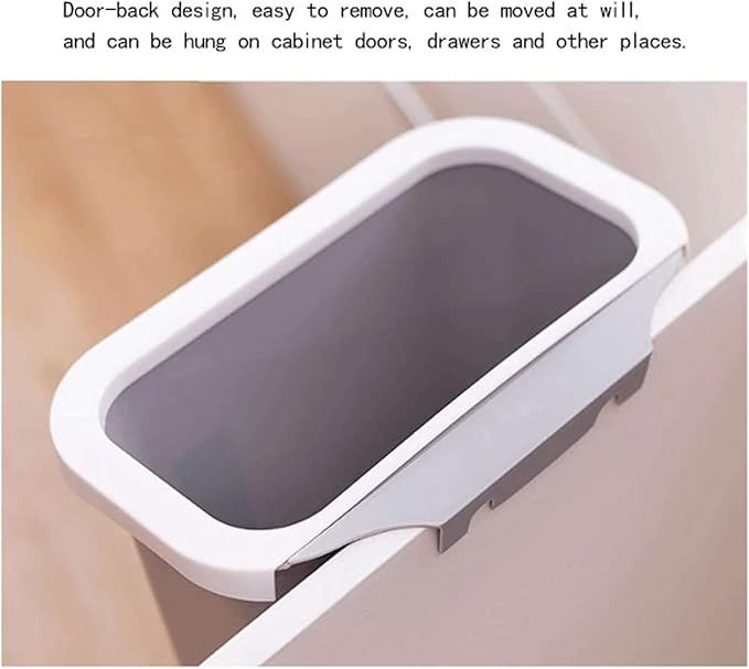 Garbage Cans Hanging Waste Bin Under Kitchen Sink,Plastic Dustbins Over Cabinet Door with Top Ring to Fix Garbage Bag Basket(Grey)