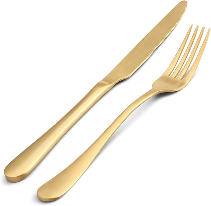 Matte Gold Silverware Set, Satin Finish 20-Piece Stainless Steel Flatware Set,Kitchen Utensil Set Service for 4,Tableware Cutlery Set for Home and Restaurant, Dishwasher Safe