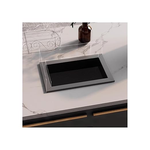 Embedded Countertop Trash Can, Stainless Steel Kitchen Trash Can, Built-in Countertop Trash and Waste Chute, Square Built-in Countertop Trash Can Grommet,Gray Trash can Grommet