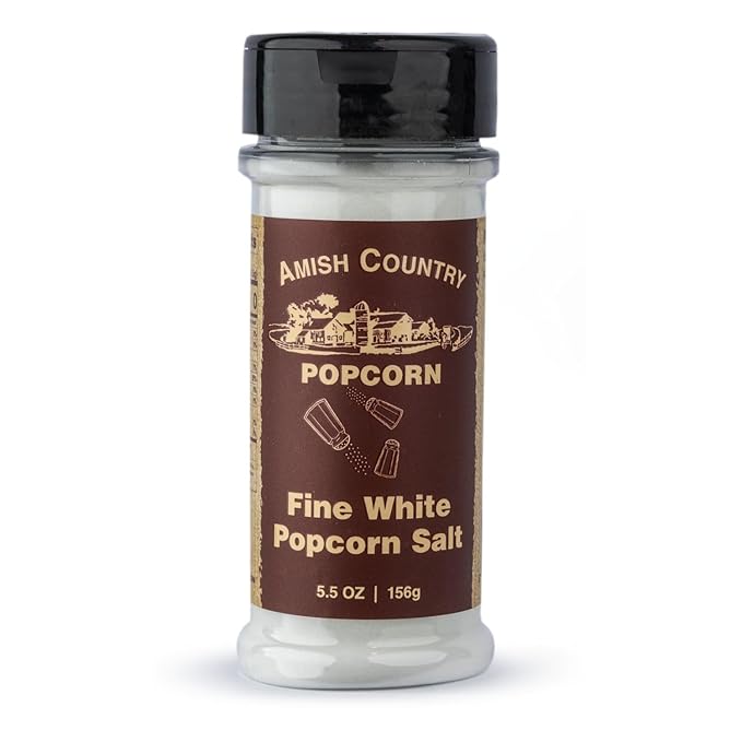 Amish Country Popcorn | Fine White Popcorn Salt - 5.5 Ounce Bottle | Old Fashioned, Non-GMO