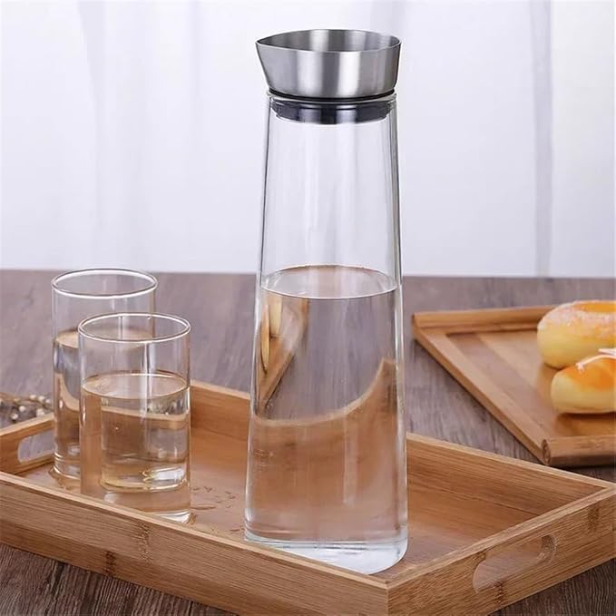 Pitcher Glass Water Pitcher with Lid Glass Pitcher for Refrigerator for Drinking Hot/Cold Water Iced Tea, Coffee, Juice and Homemade Drinks 1L/1.5L Water Pitcher(1000ML)