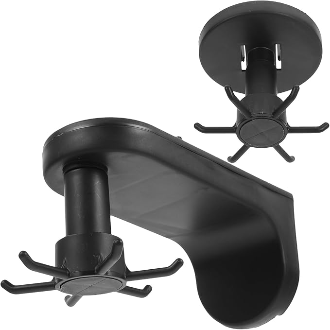 ARTIBETTER 2pcs Rotatable 6-Claw Adhesive Kitchen Utensil Hooks Wall-Mounted and Suction Cup Hangers Black Under Cabinet Hanging Storage