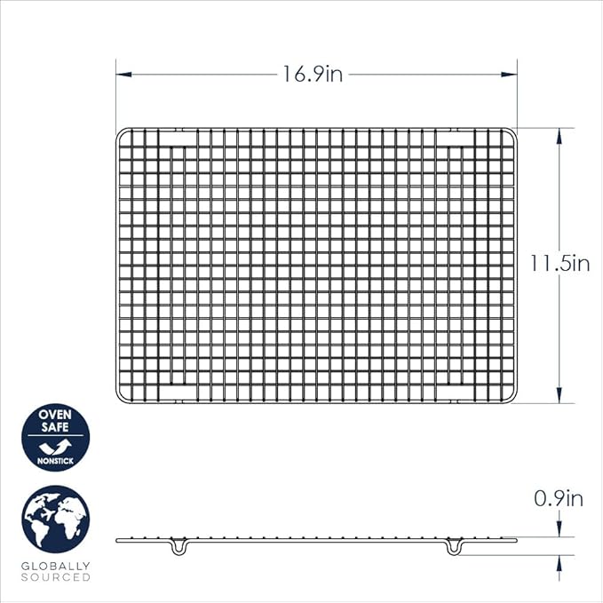 Nordic Ware 43343 Oven Safe Nonstick Baking & Cooling Grid (1/2 Sheet), One Size, Steel