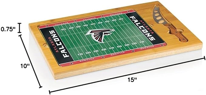 PICNIC TIME NFL Football Field Icon Glass Top Cutting Board & Knife Set, (Parawood & Bamboo)