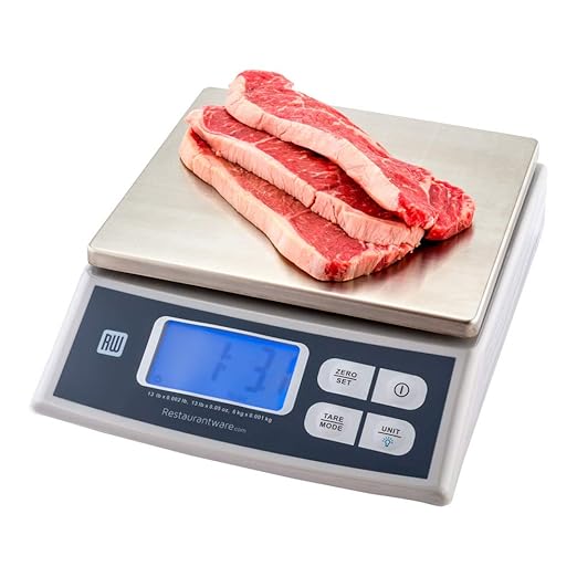 Restaurantware Met Lux 13 Pound Portion Control Scale 1 Digital Food Scale - 4 Weighing Units LCD Display Stainless Steel Kitchen Scale For Cooking and Baking Compact Design