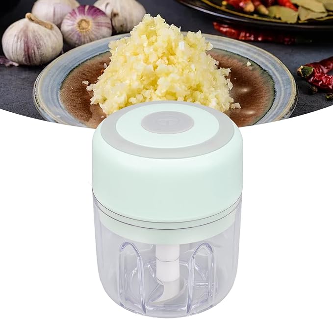 Electric Garlic Chopper, Mini Electric Garlic Chopper Large Capacity Powerful Motor 304 Stainless Steel Food Processor 250ml (Green) Baby Food Grinder