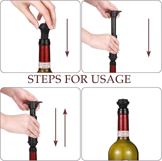 Honoson 36 Pieces Wine Stopper Resealable Pump Vacuum Silicone Saver Practical for Kitchen Supplies Bottle Tools (Black)