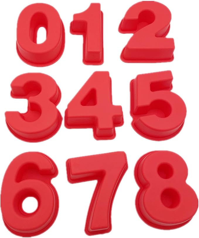 Small 9 pieces Silicone Number Cake Molds Jelly Chocolate Moulds Candy Muffin Tray (4 inch)