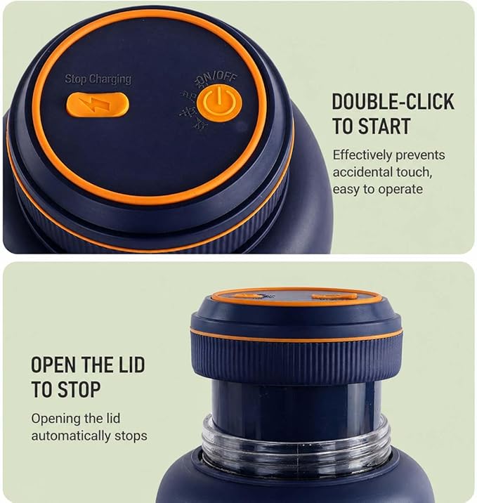 Portable Electric Juicer Cup with Zero Cord Hassle,Wireless Personal Juicer Cup USB Rechargeable Blender,38-Blades,Quiet Operation, Leakproof Lid,40 Seconds,for Shakes and Smoothies (Blue-45 Oz)
