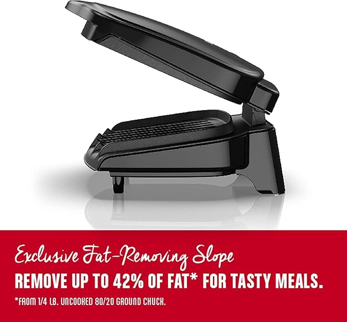 George Foreman GR10B 2-Serving Mini Grill & Panini Press, Compact 7.3” x 5.6” Cooking Surface,1–2 Servings, Dorms & Small Kitchens