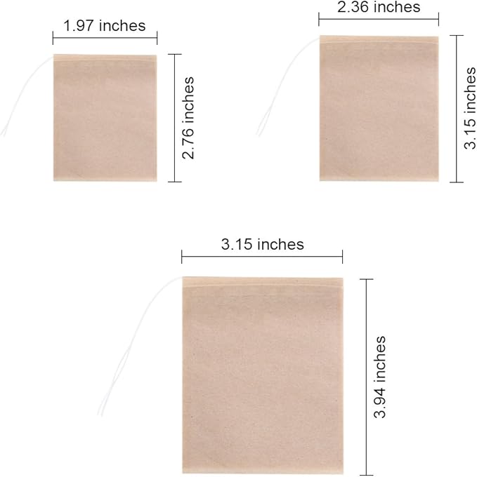 400 Pack Disposable Drawstring Tea Filter Bags Safe & Natural Unbleached Paper Tea Infuser Drawstring Empty Bag for Loose Leaf Tea (Multi-size, Natual Color)
