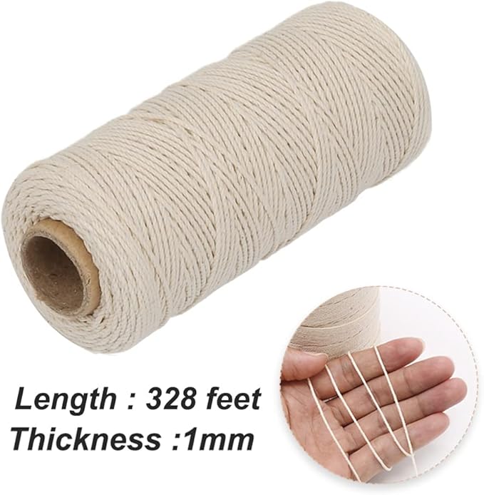 Vivifying Butchers Twine, 328 Feet 3Ply Cotton Bakers Twine, Food Safe Cooking String for Tying Meat, Making Sausage, Trussing Turkey, Roasting and Packing (Beige)