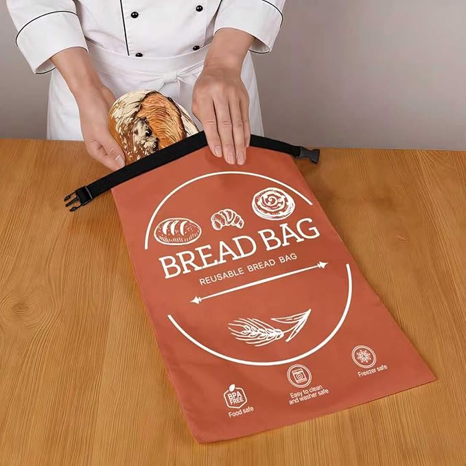 Bread Bags for Homemade, Beeswax Reusable Bread Bag for Sourdough, 1 Pack XL-Reusable Waxed Food Storage Bag to Keep Sourdough Fresh, Freezer-Safe, Eco-Friendly (Orange)