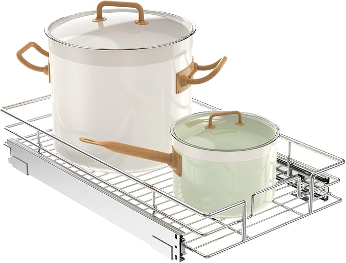 LOVMOR Pull Out Cabinet Organizer 10½"W x 21½"D, Kitchen Cabinet Pull Out Shelves Slide Out Storage