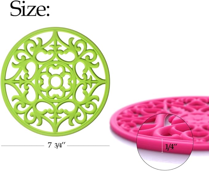 ME.FAN Trivets for Dishes/Pots/Pans, 3 Pcs Silicone Mats, Flexible/Durable/Non Slip Hot Pads to Protect Table and Counter Top (Green)