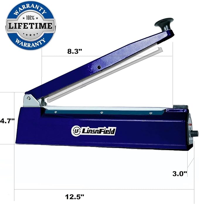Sealer Pro - 8 inch Impulse Heat Sealer - 2mm Sealing Width - Manual Heat Sealer Machine for All Bags - Most Heavy Duty for Strong, Secure Sealing for Long Term Food Storage, Deep Blue