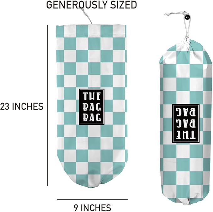 Plastic Bag Organizer, Blue And White Checkerboard Style Plastic Bag Storage,for Home Kitchen Travelling Camping Decor, use 1 Pack,Blue And White Checkerboard Pattern