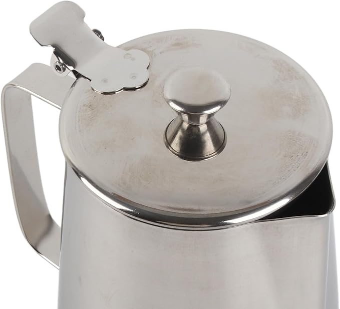 Stainless Steel Coffee Cup, Milk Frothing Jug, Latte Pitcher with Lid, 1000ml Frothing Cup for Baristas, Stainless Steel Mug for Hot & Cold Drinks