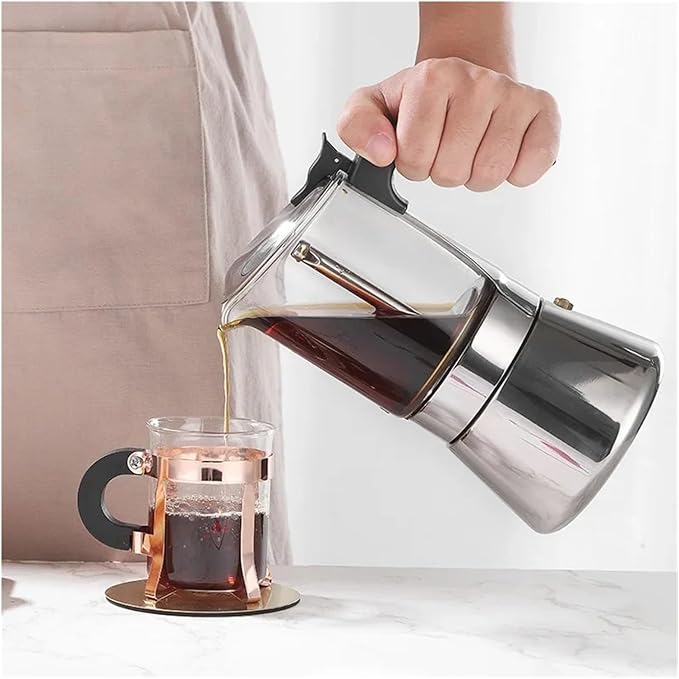 Espresso Maker Stainless Steel Italian Manual Coffee Machine Maker Moka Pot Multifunctional Portable Hand Brew Coffee Pot(1pcs)