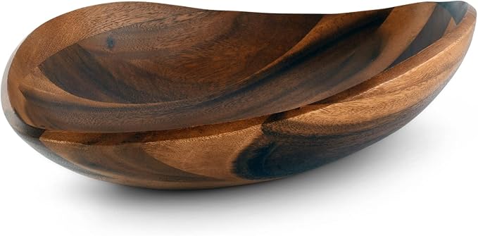 Arthur Court Acacia Wood Salad Serving Bowl for Fruits or Salads - Modern Centerpiece Bowl - Hand carved from one piece of wood