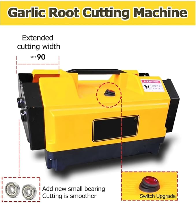 Electric Garlic Root Stem Cutter, Double Head Garlic Top Tails Remover Machine, Cut Beard and Roots