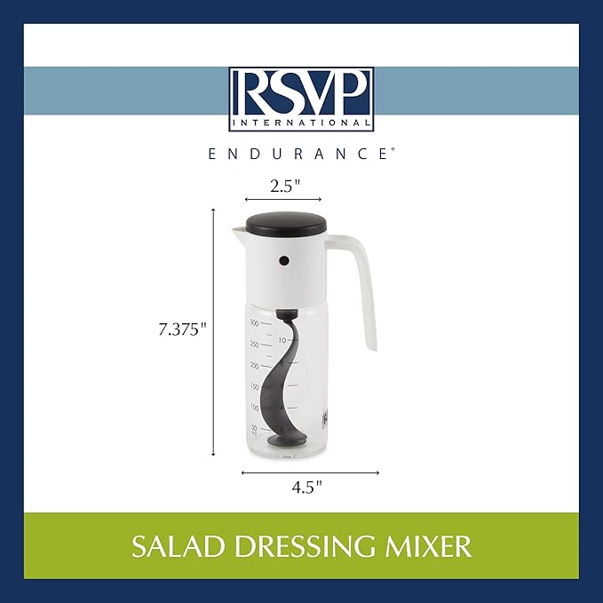 RSVP International Kitchen Accessories Collection Oil & Dressing, Mixer, 1.25 Cup Capacity, Glass Bottom (Pack of 2)