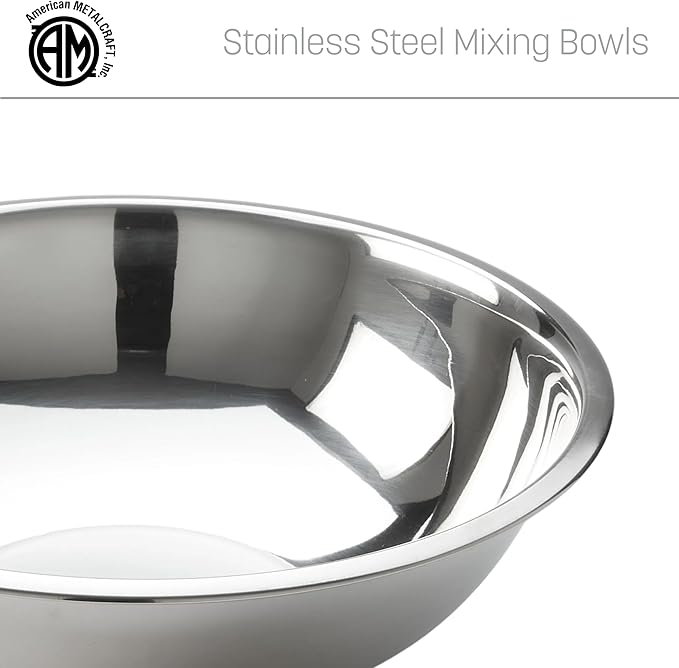 American Metalcraft 16" Stainless Steel Mixing Bowl - 13-Quart Durable Metal Bowls for Mixing, Large Stainless Steel Bowl