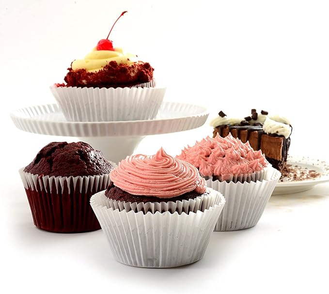 100 Jumbo Cupcake Muffin Liners 2 1/4" X 1 7/8" | Large Tall White Fluted Baking Cups Cupcake Liners