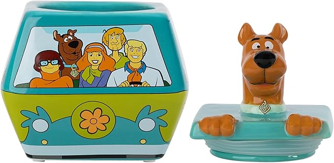 Silver Buffalo Scooby-Doo Mystery Machine Small Sculpted Ceramic Snack Jar Featuring Scooby-Doo, Shaggy, Velma, Daphne, and Fred, 5” x 5” x 6.75”