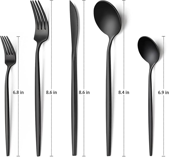 60-Piece 12 Setting Black Silverware, Food-Grade Stainless Steel Flatware Cutlery Set for Home, Office, Restaurant, Hotel