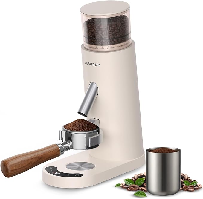 Burr Coffee Grinder – Portable Coffee Bean Grinder with 60 Grind Settings, LCD Timer, 51 & 58mm Portafilter Compatible - Rechargeable Electric Espresso Grinders for Home, Office & Travel
