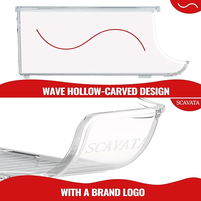 SCAVATA 2 Pack Stackable Refrigerator Organizer, Soda Can Dispenser Pop Cans Container Beverage Holder with Lid for Fridge, Freezer, Kitchen, Clear Plastic Storage Bins-Holds 10 Cans Each