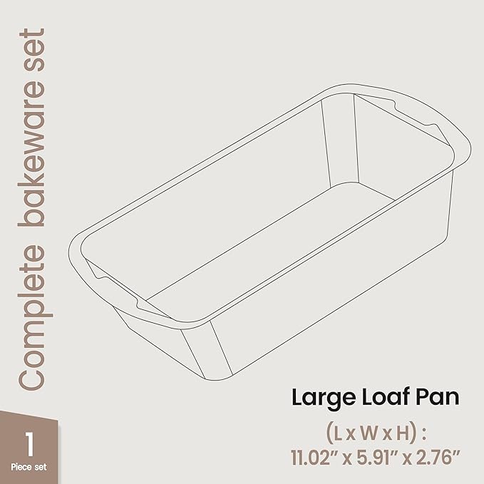 BAKKENMASTER Bakken- Swiss Loaf Pan Set 1-Piece - Deluxe Nonstick Carbon Steel Bakeware for Perfect Bread and Cakes – Dishwasher Safe, Premium Pans for Home Baking