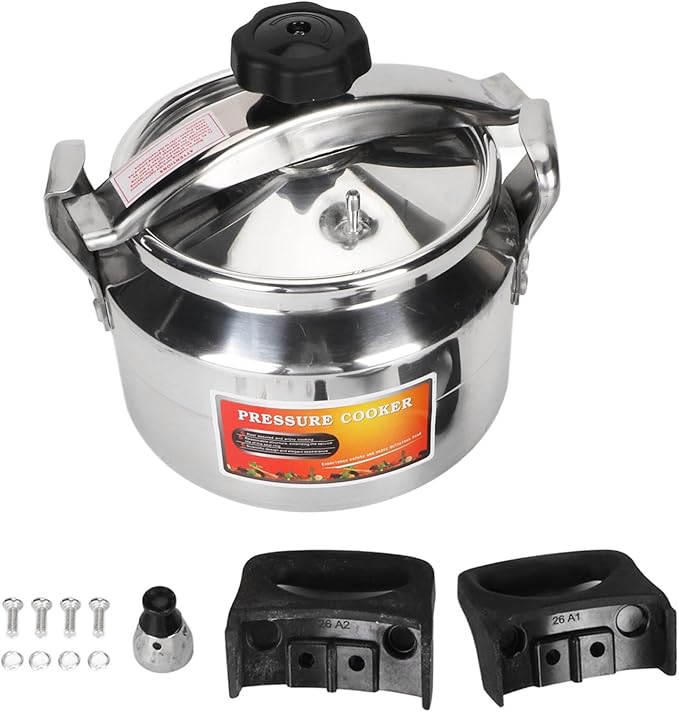 Asixxsix Asixxsix Aluminum Pressure Cooker, Explosion Proof Large Capacity Pressure Canner, Stovetop Cooker with Compound Bottom Easy Open Close for Gas Electric Flat Top Stoves (9L) (9L)